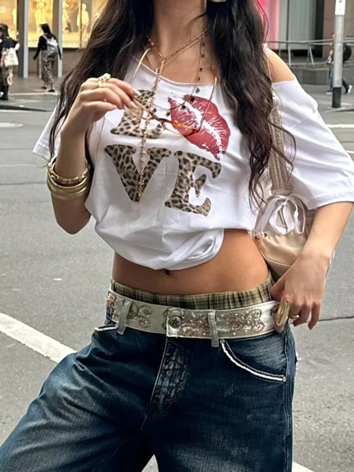 Cuteandpsycho Casual Sexy Crewneck Cropped Tops Slim Streetwear Summer Elastic Vintage Tees Short Sleeved Y2k Punk Clothings 250517