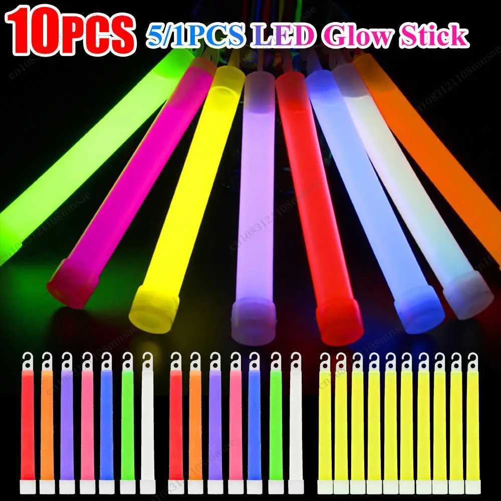 10/5/1Pcs LED Glow Sticks Bulk RGB Glow Foam Stick Cheer Tube Dark Light Halloween Birthday Wedding Party Decor Supplies W250528