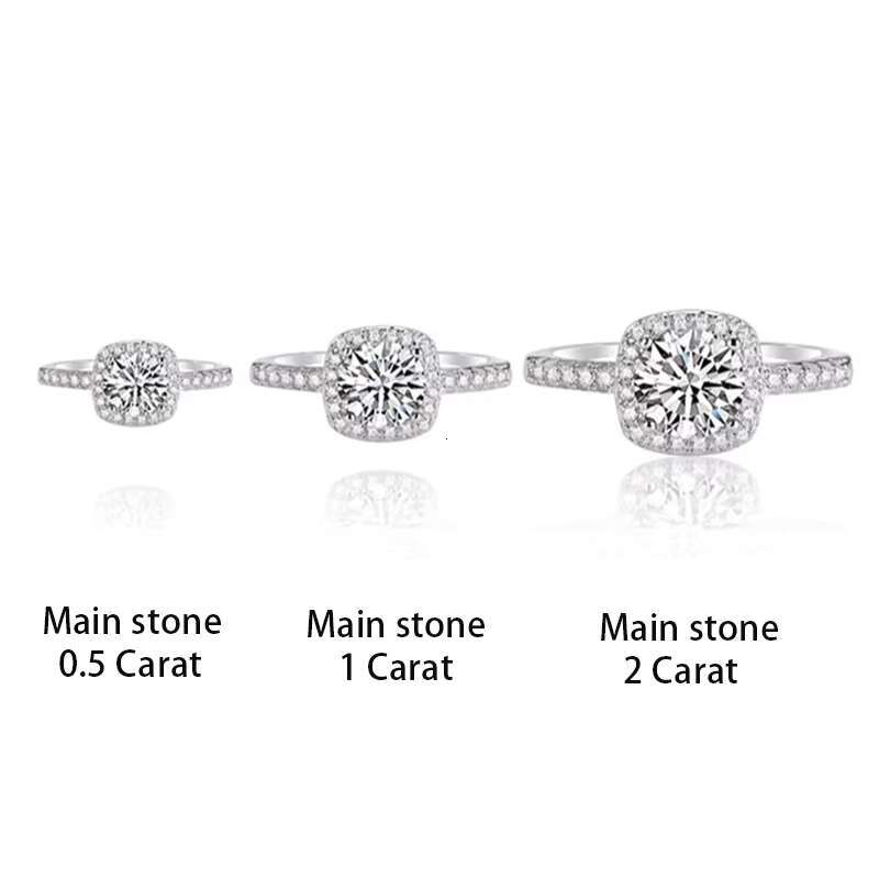 18K Gold Plated Silver Moissanite Promise Ring for Her 0.5CT-2CT D Color VVS1 Clarity Diamond Rings for Women