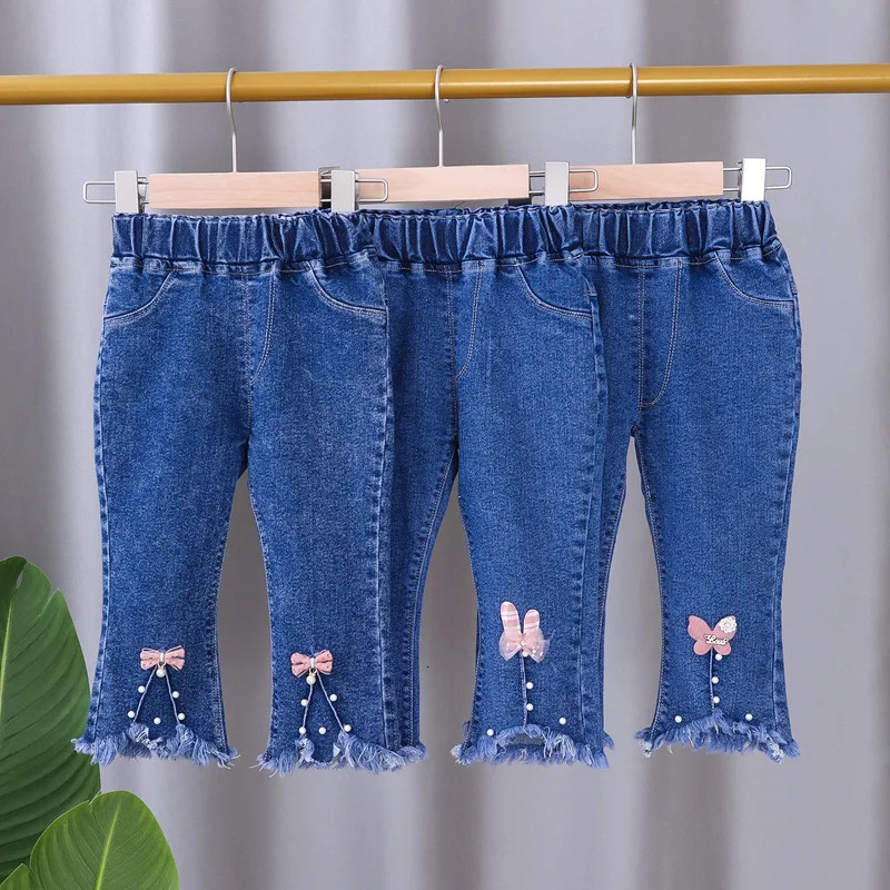 Childrens Jeans Spring and Autumn Girls Cartoon Elastic Horn Baby Fashion Pants 05 Years Old 250528