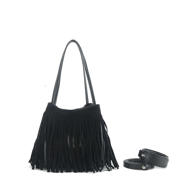 New Style Niche Tassel Genuine Leather Women's Autumn Winter Atmosphere Single Shoulder Crossbody High-end Transformable Small Square Bag