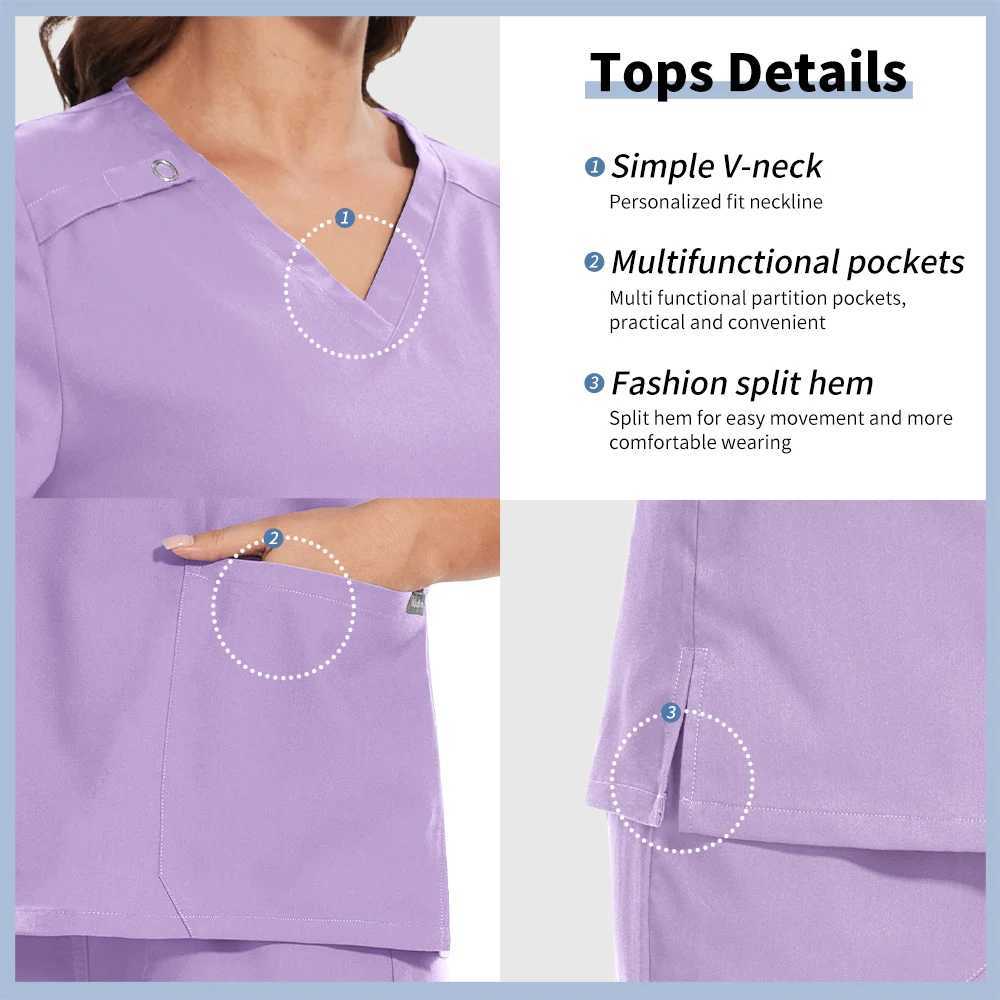 Niaahinn Spa Uniform Women Scrubs Suit Short Slved V-neck Surgical Nursing Set Multicolor Pet Grooming Doctor Medical Workwear X250528