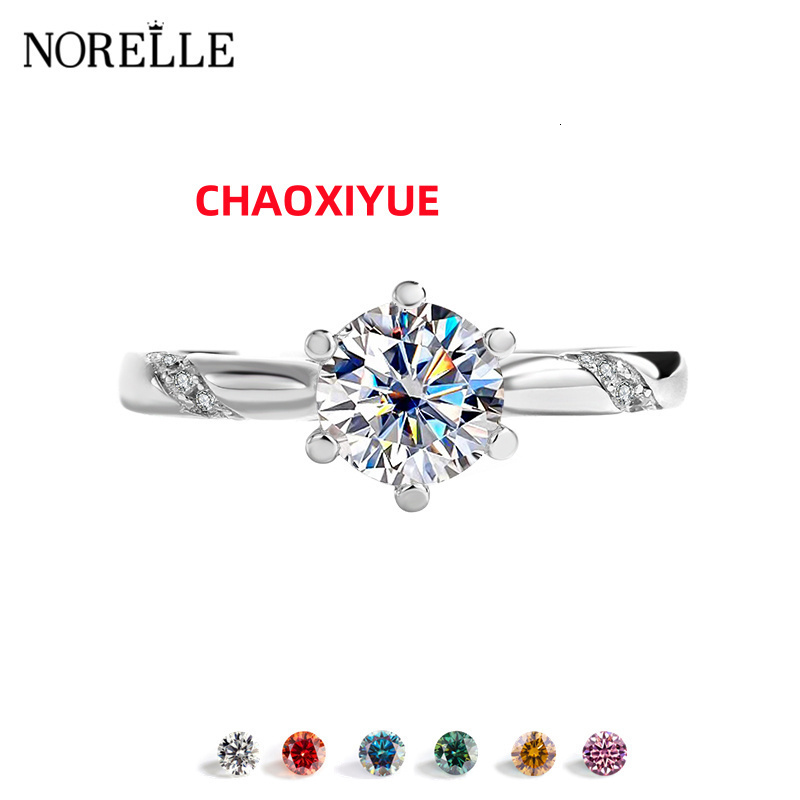 Direct Sale Manufacturer 925 Sterling Silver 0.5ct Wedding Engagement Rings for Women Classic Moissanite 5-Year Color Retention