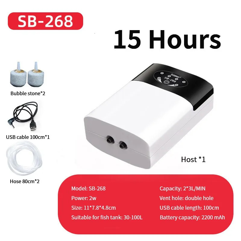 Mini Aquarium Air Pump Strong Endurance Dual Purpose Portable Fishing Mute Oxygen Pump Exhaust Stone Small Fish Tank Usb 250521