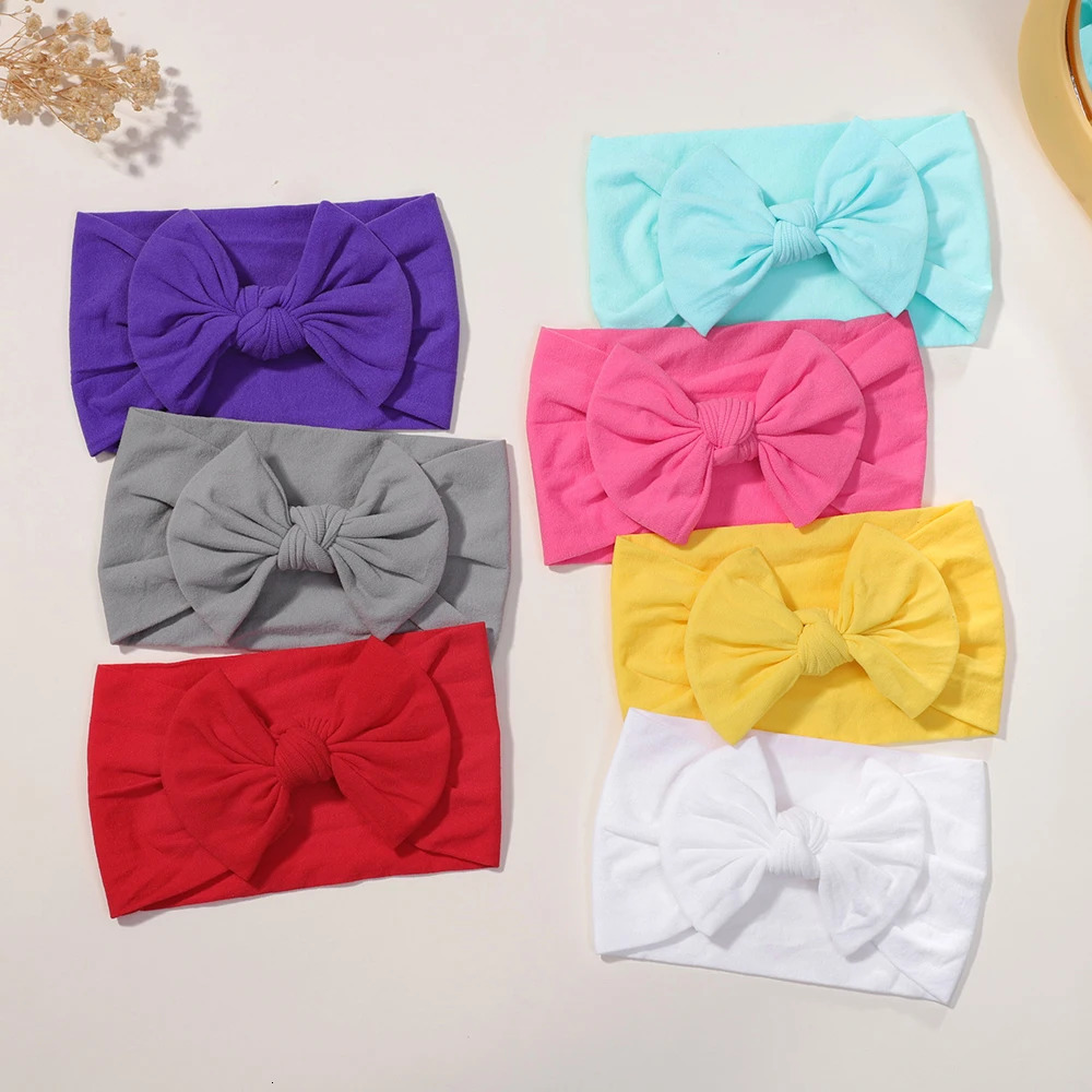 5Pcs Cute Bows Baby Headband Soft Elastic Baby Girl Hair Bands For born Infant Turban Headwear Baby Hair Accessories 250528