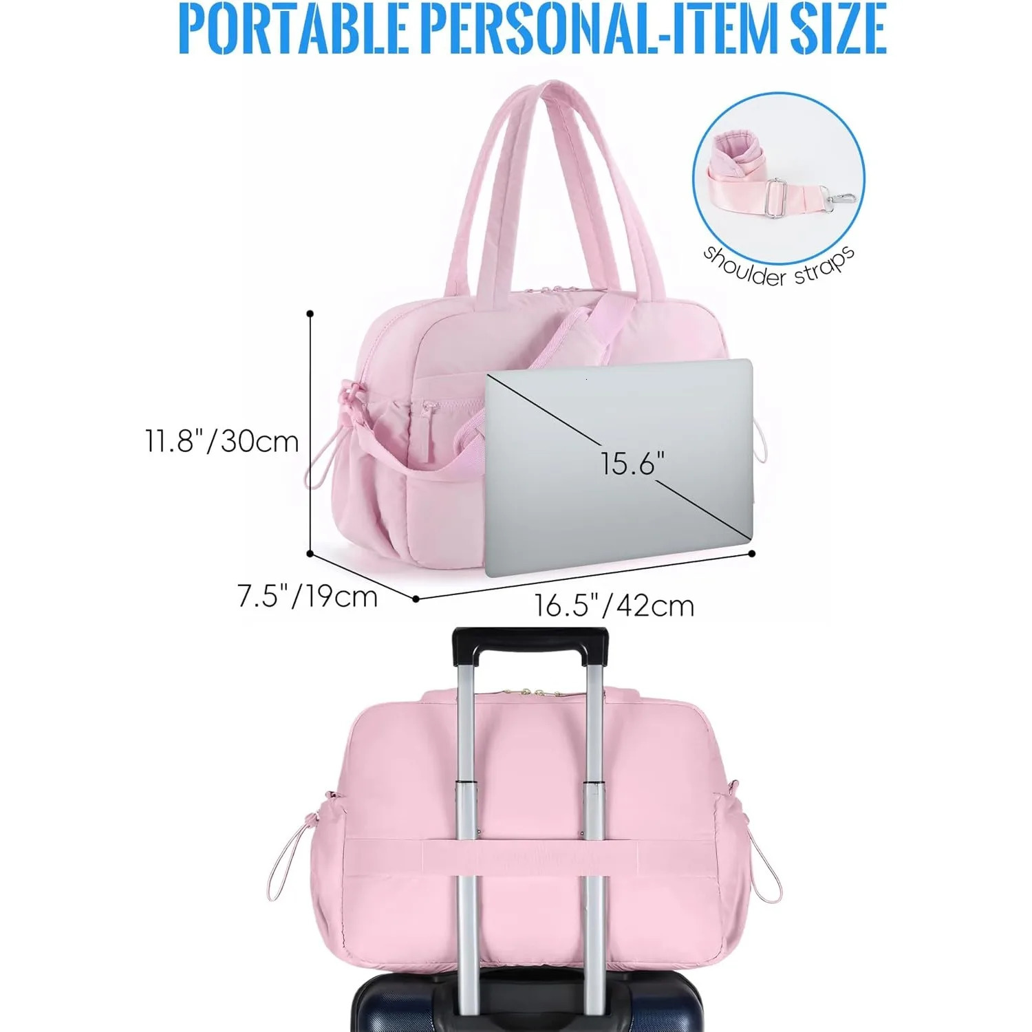 Large Capacity Travel Bag with Trolley Strap Great for Short Trips and Adventures pink 250522