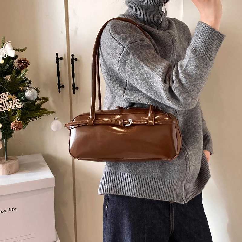 2025 Retro Womens Satchel Hobo Bag PU Leather Underarm Bag Designer Large Capacity Autumn and Winter Commuter Shoulder Bag Y250528