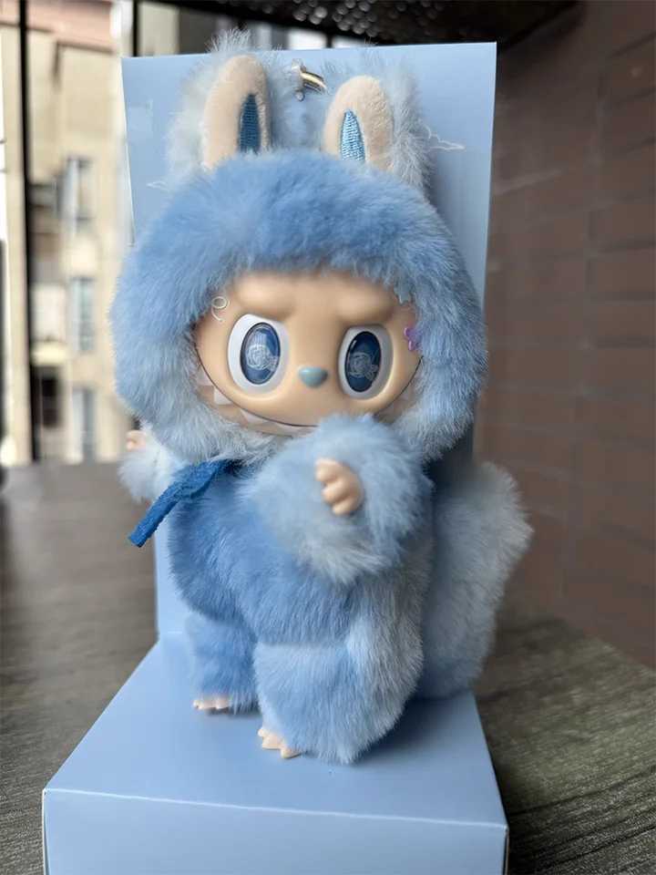 High Quality 17cm Blue Zimo Blind Box Angel Labubu Cute Vinyl Plush Doll Keychain Bag Decoration Girl Gift X250528