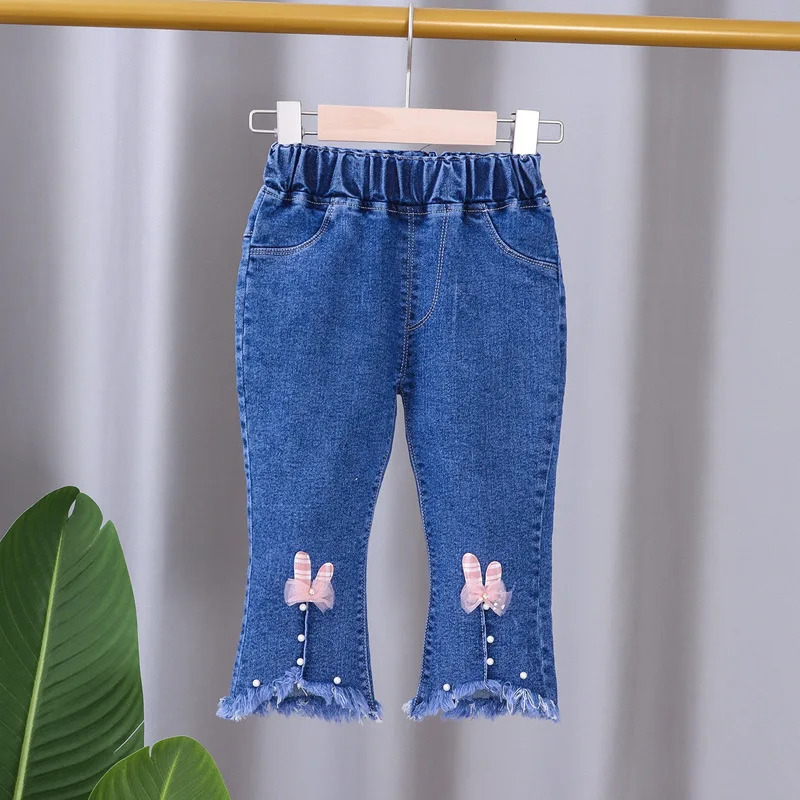 Childrens Jeans Spring and Autumn Girls Cartoon Elastic Horn Baby Fashion Pants 05 Years Old 250528