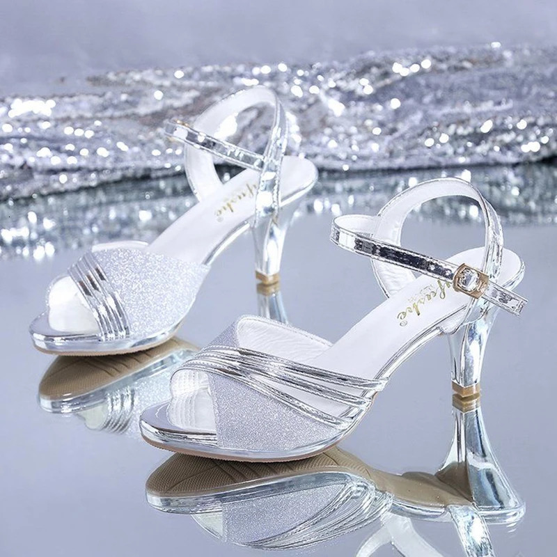 Peep Toe High Heeled Women Sandals Fashion Ladies Summer Shoes Spike Heels 6cm Gold Silver 250526