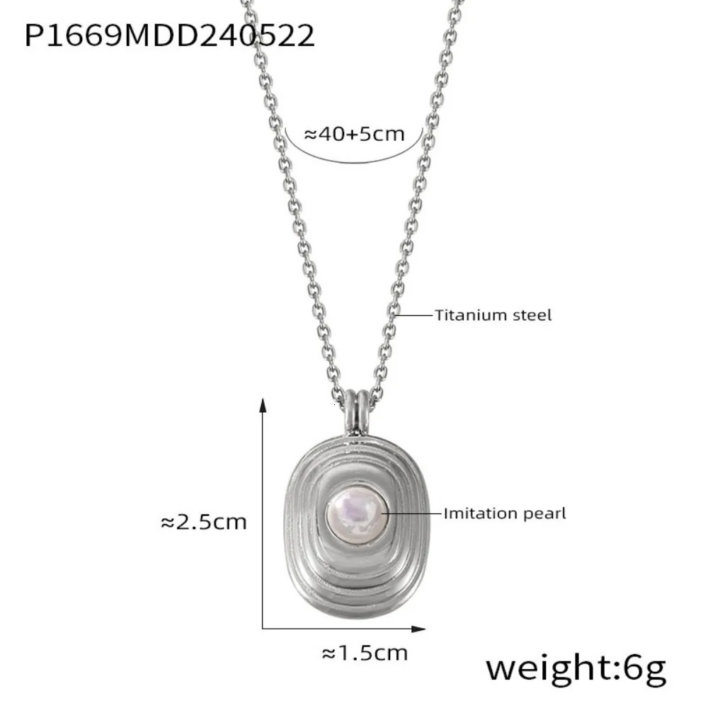 Fashion Necklace Stainless Steel Geometric n Multi Layered Pendant with Pearl Beads Light Style Jewelry for Women 250522