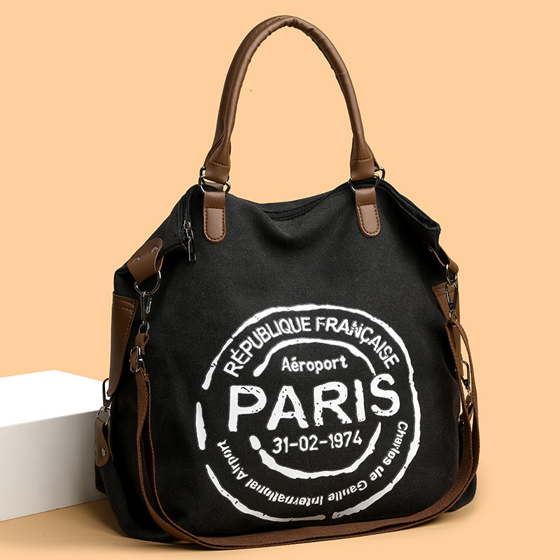 Luxury Brand Designer Bag Cross-Border Student Class Casual Canvas Tote Bag For Women Fashion Letter Tote Bag Large Capacity Commuter Crossbody Bag