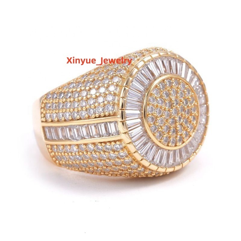 HYH New 925 Silver Fashion Hip Hop Moissanite Ice Out Rings Men