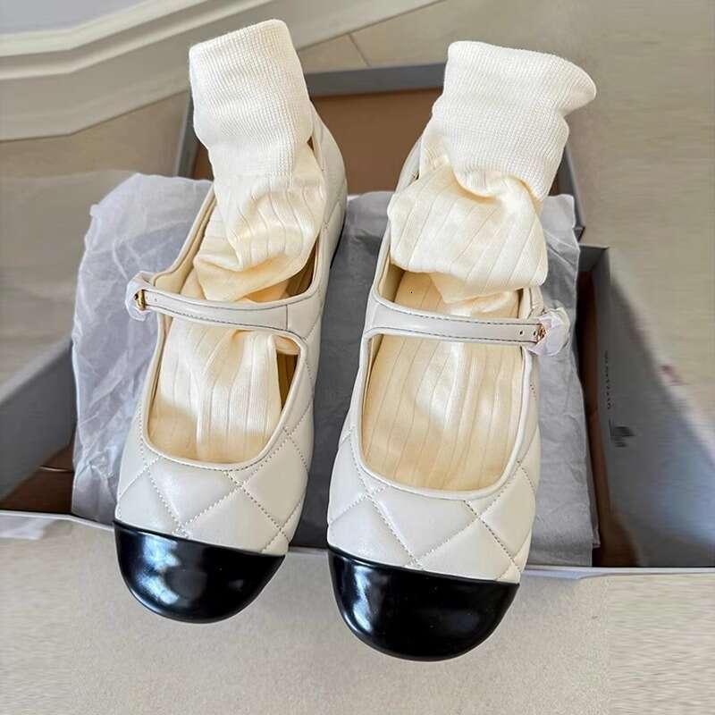 Mary Jane for Women, Flat with Skirt, 2025 New Genuine Leather Ballet Shoes, Shallow Mouth French Style Evening Single Shoes