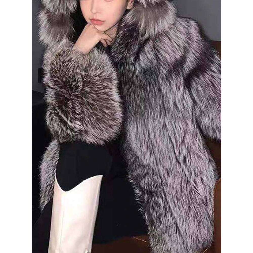 ZMEENNA Temperament Hooded Long Sleeve Warm Faux Fur Coat For Women Casual Zipper Lady Thick Jacket 2024 Autumn Winter New ZM602