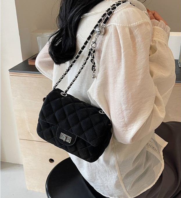 Women's Handbag Free Shipping Designer Bag Luxurious Small Fragrance Style Diamond Grid Embroidery Thread Small Square Bag Premium Chain Shoulder