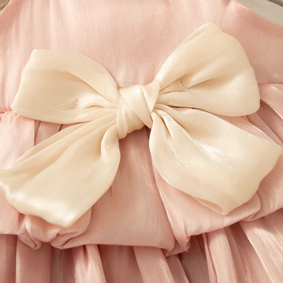 Baby Girl Dress Summer Bow Solid Color Halter Multi Layered Design Hem Girl Kids Dress Cute Casual Baby Princess Dresses X2505281