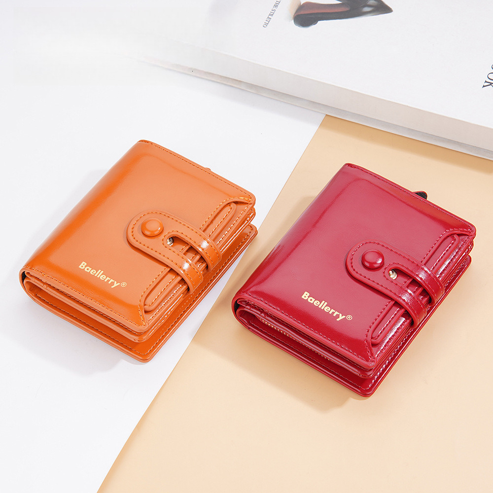 Free Shipping Designer Wallet New Women's High-end Card Bag Integrated Short Oil Wax Leather Student Ins Coin Wallet With Coin Strap