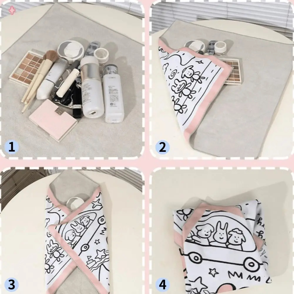Magic Self-Adhesive Cloth Open Lay Flat Makeup Bag Portable Cosmetic Bag Travel Makeup Bag Multi-functional Self-Adhesive Cloth 250527