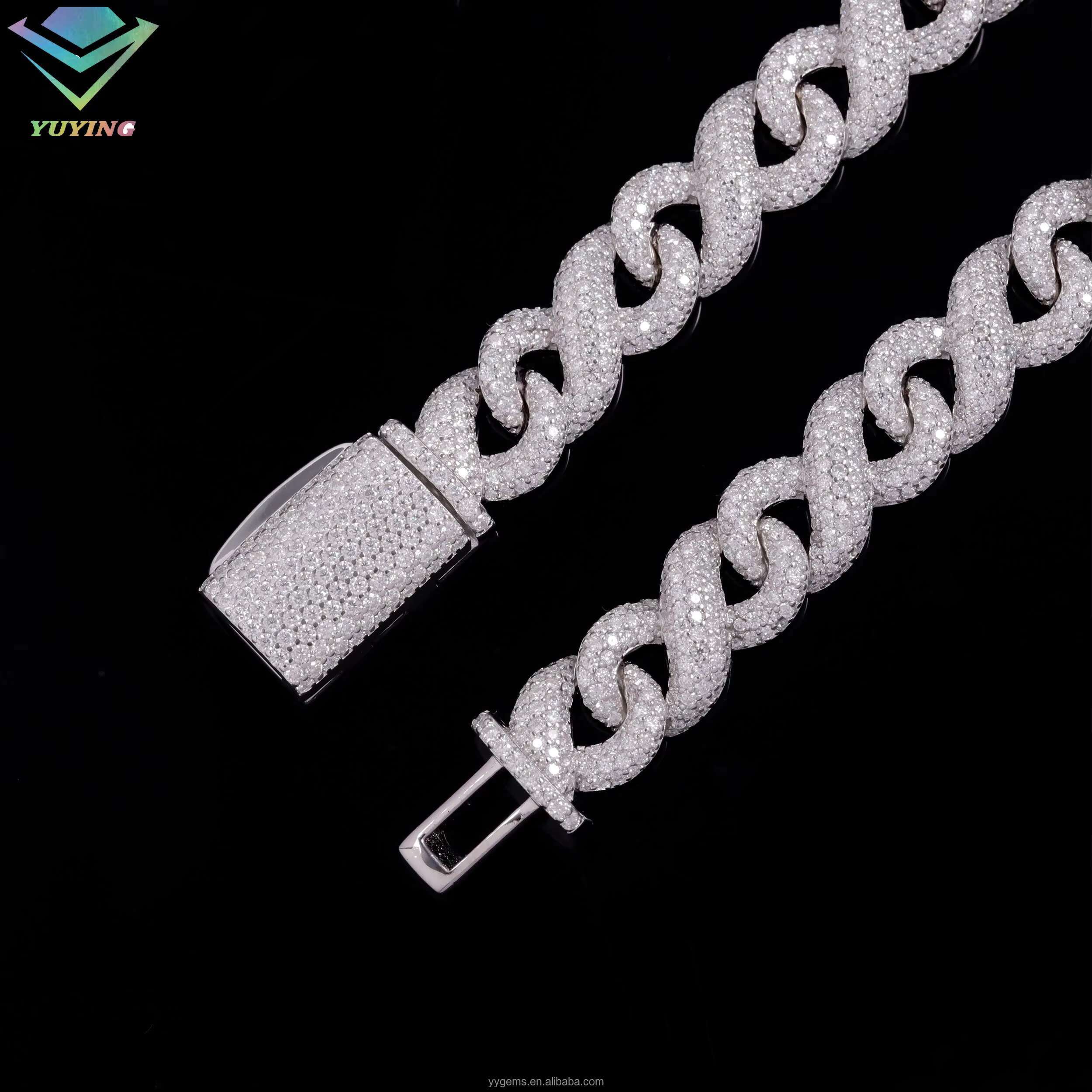 Custom Wholesale Drop Shipping 18K Gold Plated Hip Hop Infinity Chain VVS Moissanite Diamond Iced Out Necklace Link Chain