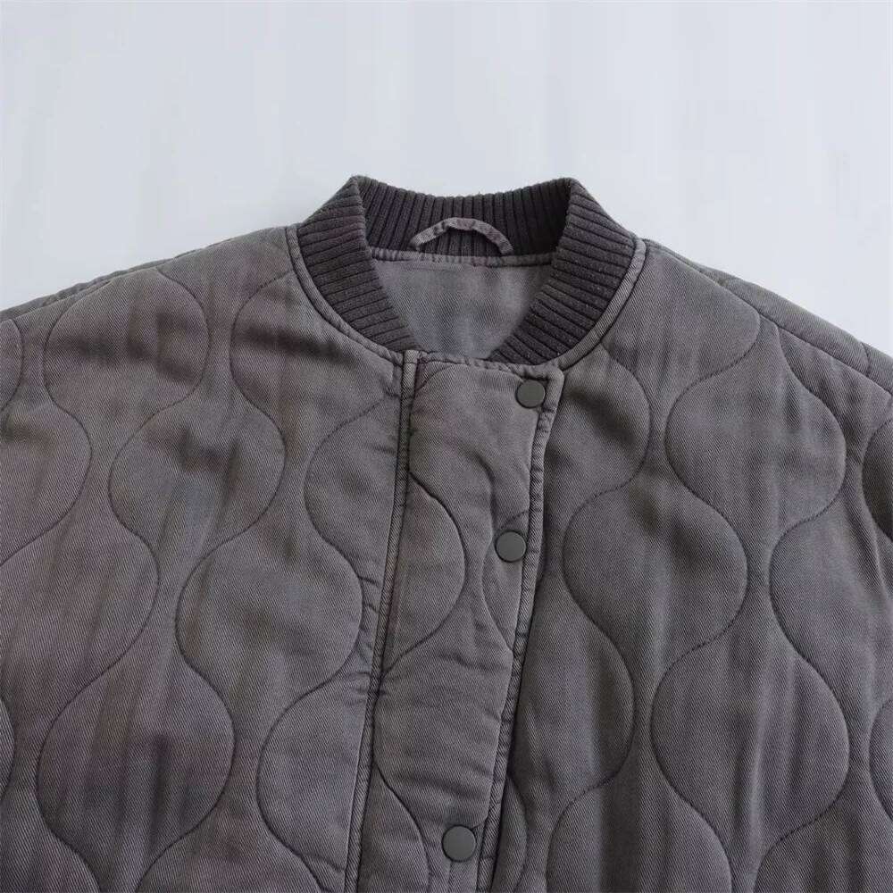 UNIZERA Autumn and Winter New Women's Casual Standing Collar Long Sleeve Versatile Cotton Loose Pilot Jacket Coat