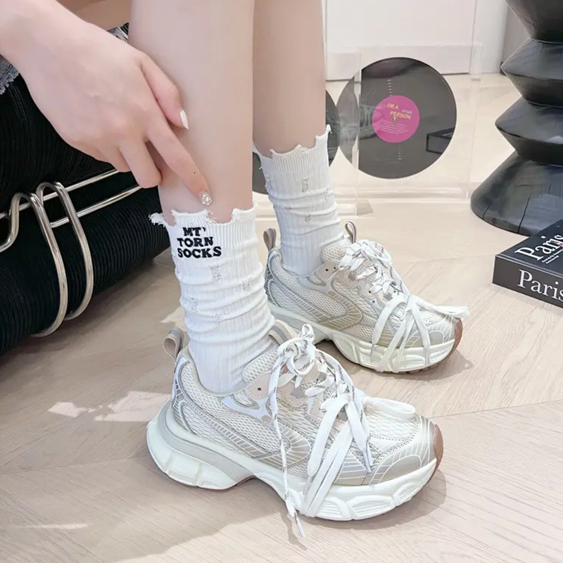 Ripped Women Mid-Calf Spring Summer Thin Pile New Trendy Letter Ins Style Long Men Socks