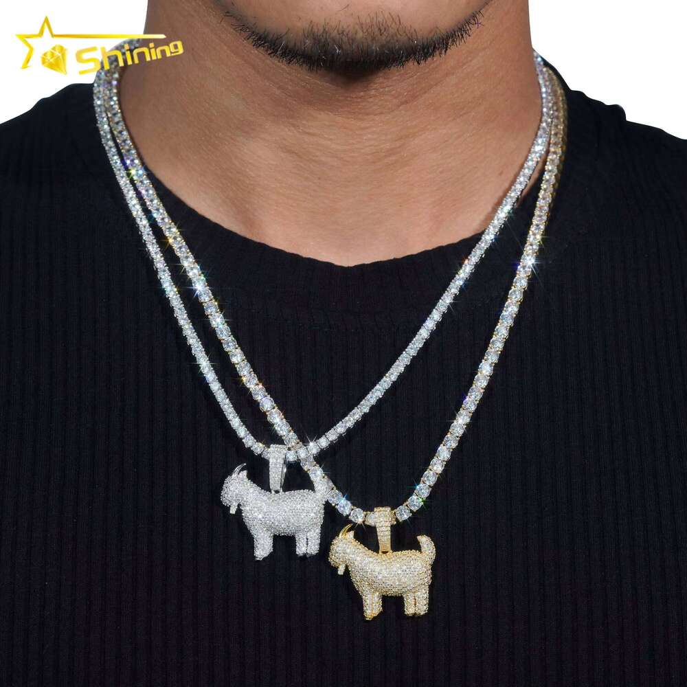RTS Pass Tester Hip Hop Jewelry Sier Gold Plated Dia Goat Iced Out Custom Moissanite Pendant