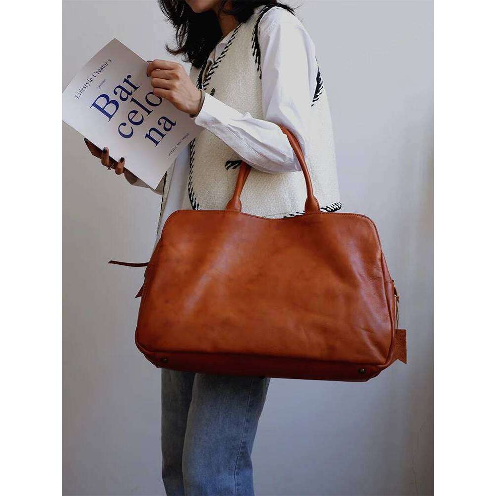 2024 New Genuine Leather Women Cowhide Large Capacity Female Laptop Handbags Travel Bag Business Lage Shoulder Bags Big