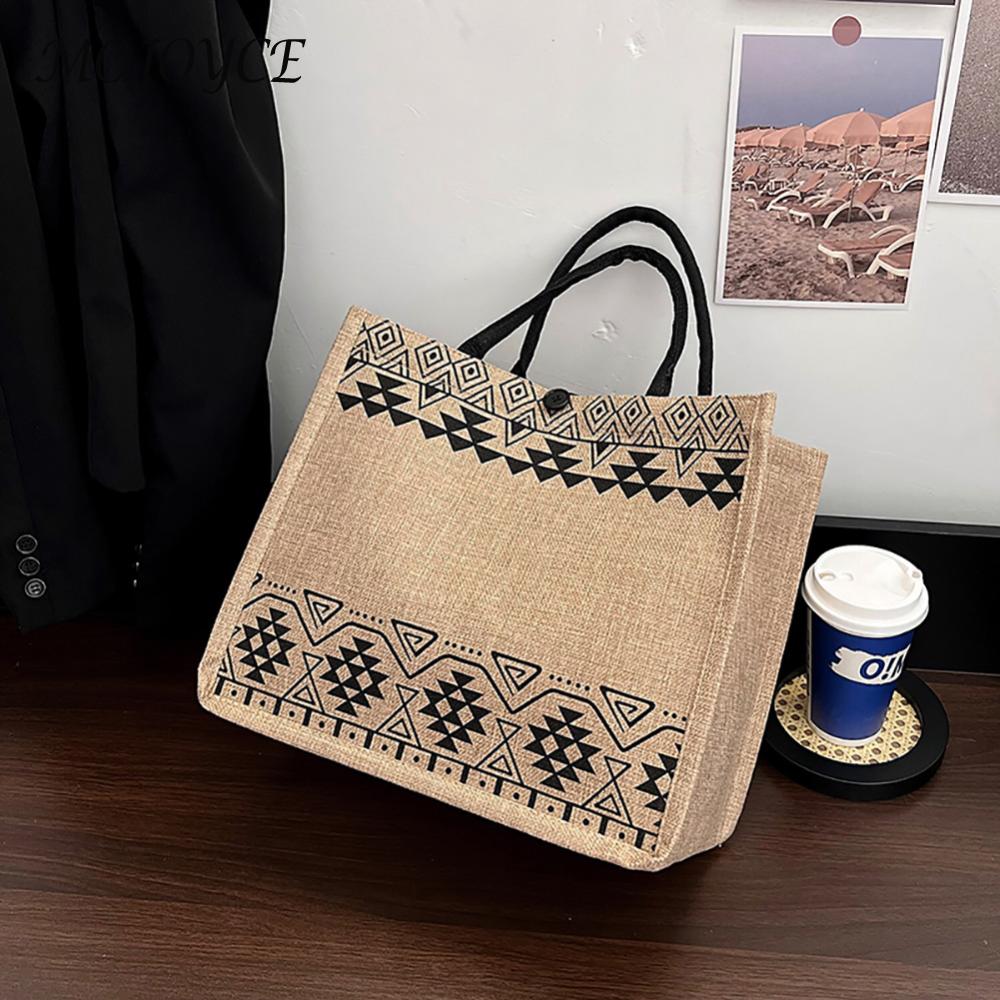 Female Casual Shoulder Bag Lady Geometric Pattern Linen Fabric Handbag Women Fashion Bag Casual Ladies Bag