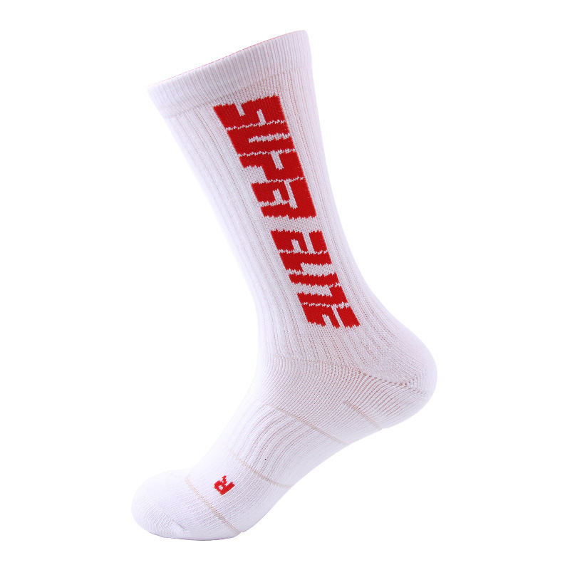 Men's Professional Sports Basketball Letter Trend Towel Sole Non-Slip Running Durable Socks