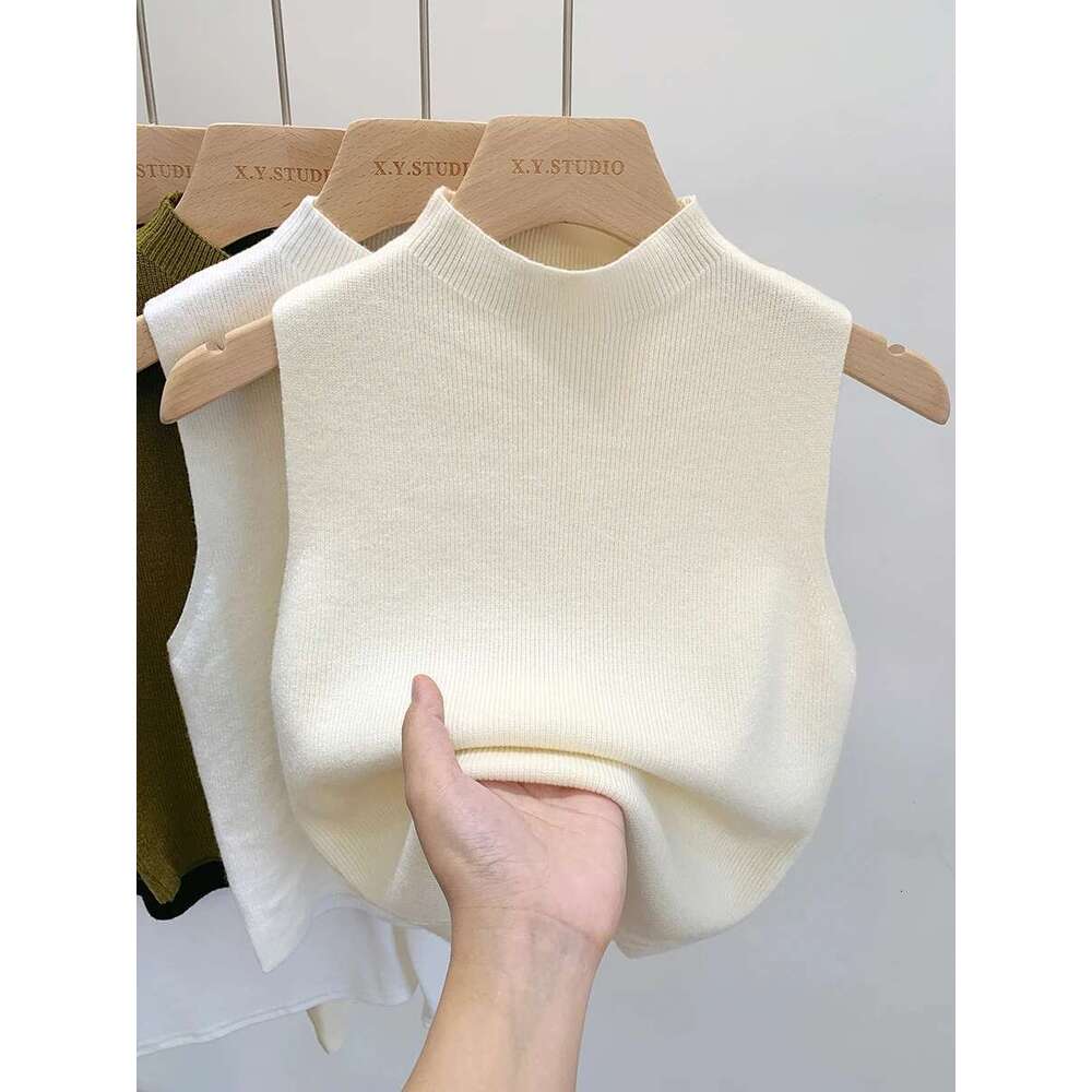 Women Knitted Tank Top Summer Fall Slim Sweater Short Sleeveless Solid Spring Autumn Sweaters Pullovers 2025