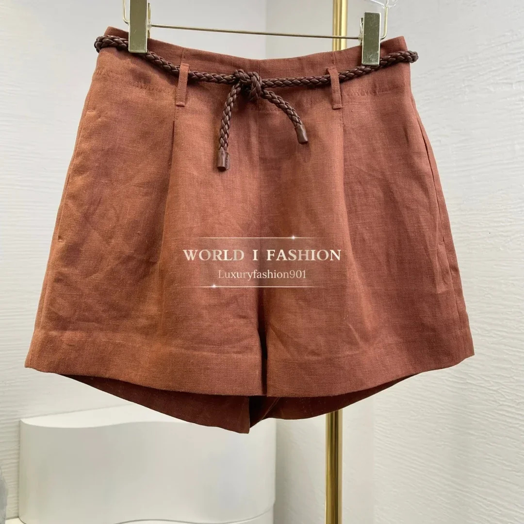 Red High Quality Casual Back Zipper Shorts Silk 2025 Fashion 250527