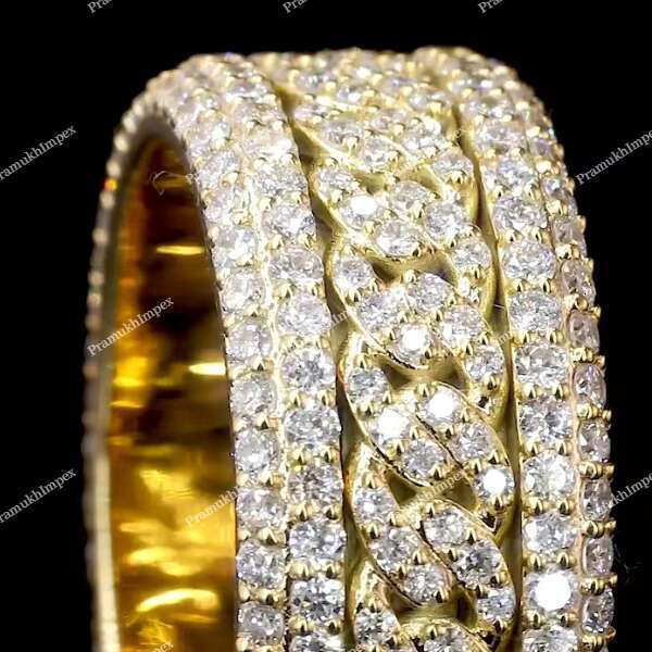 Hip hop Luxury Iced Out 5 Layers Moissanite Rings Diamonds Spinning Band Full Eternity Ring Custom Gold Plated 925 Silver Bands