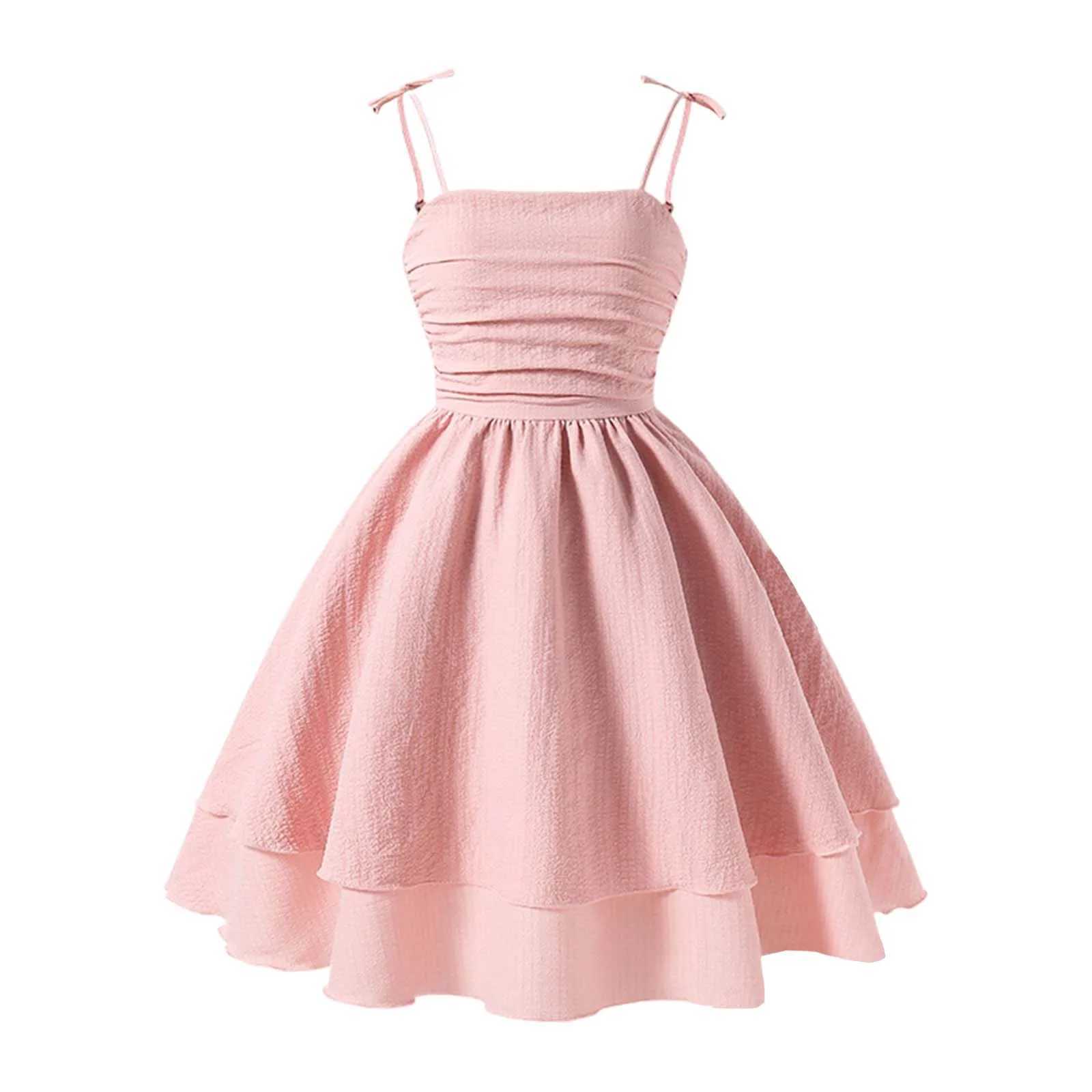 Summer Girls Dress Party Outfits Solid Color Dress With BowKnot Sweet Sleeveless For Kids Suspenders Dresses for Girls 8-12Years X250528