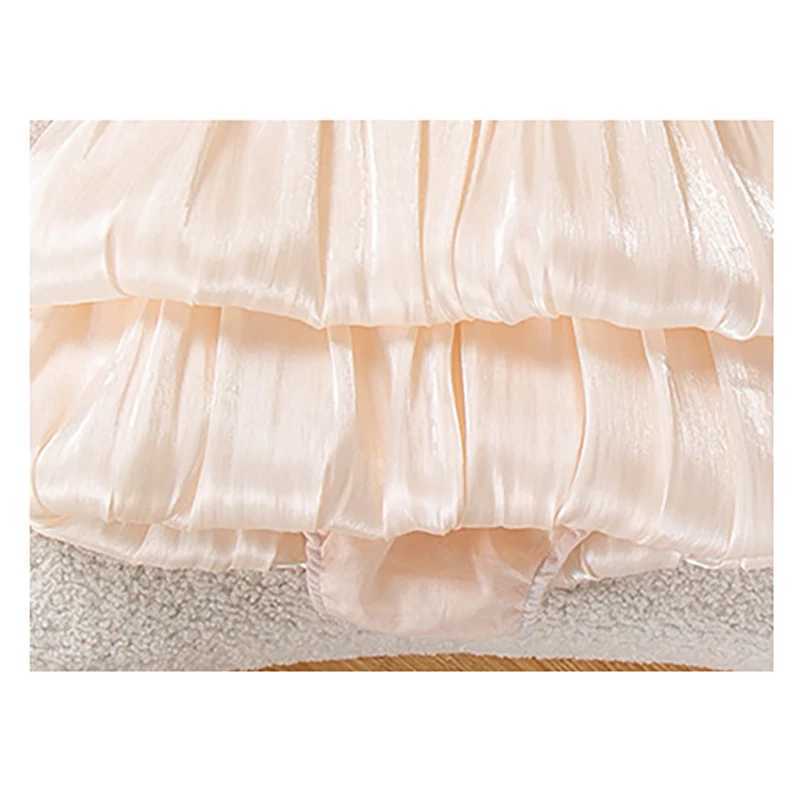 2025 Summer New Baby Girls Clothes Tulip Decorated Cake-Layered Soft Shiny Fabric Romper Onesie Crawler X250528