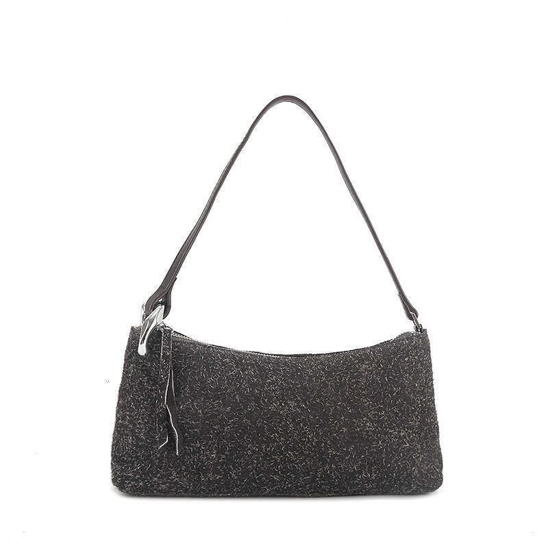 for Women New Fashion Matte Underarm High-end Niche Handbag Simple Xiangfei Velvet Boston Women's Bag
