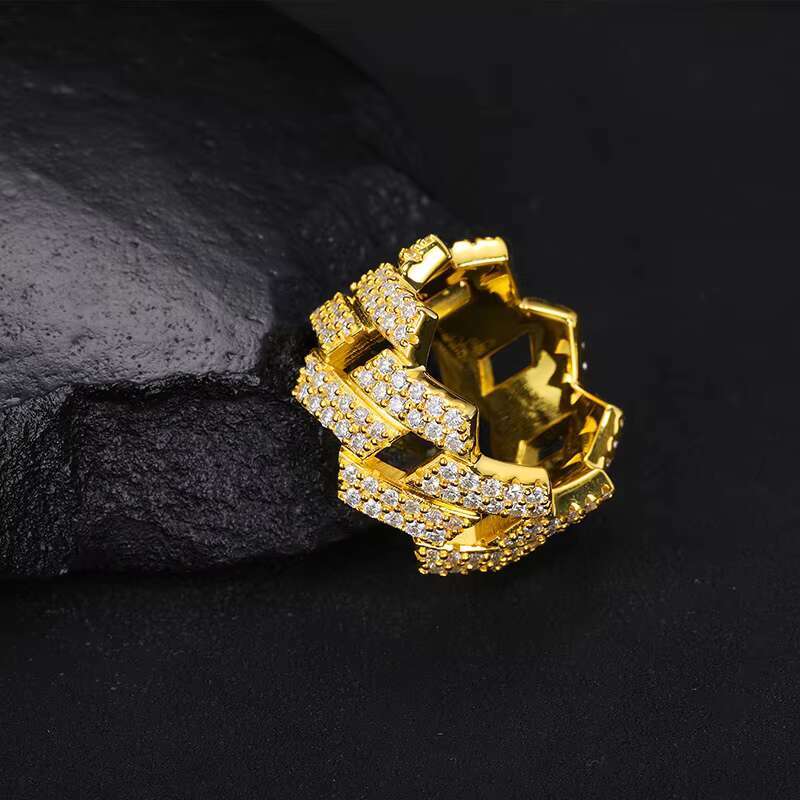 Cluster Diamond Hip Hop Gold Plated 925 Sterling Silver Vvs1 d Color Mens Moissanite Cuban Ring