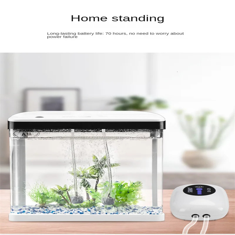 Aquarium Fish Tank Oxygen Pump Charging Dual-Purpose Air Pump Usb Household Portable Fishing Mute 4800mA Outdoor Fishing Pet 250521