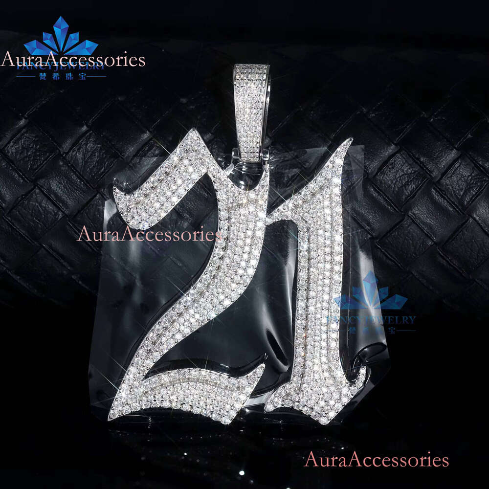 S Gold Plated VVS Dia Name Hiphop Style Iced out Letter Pendant Chic Moissanite Charms Jewelry