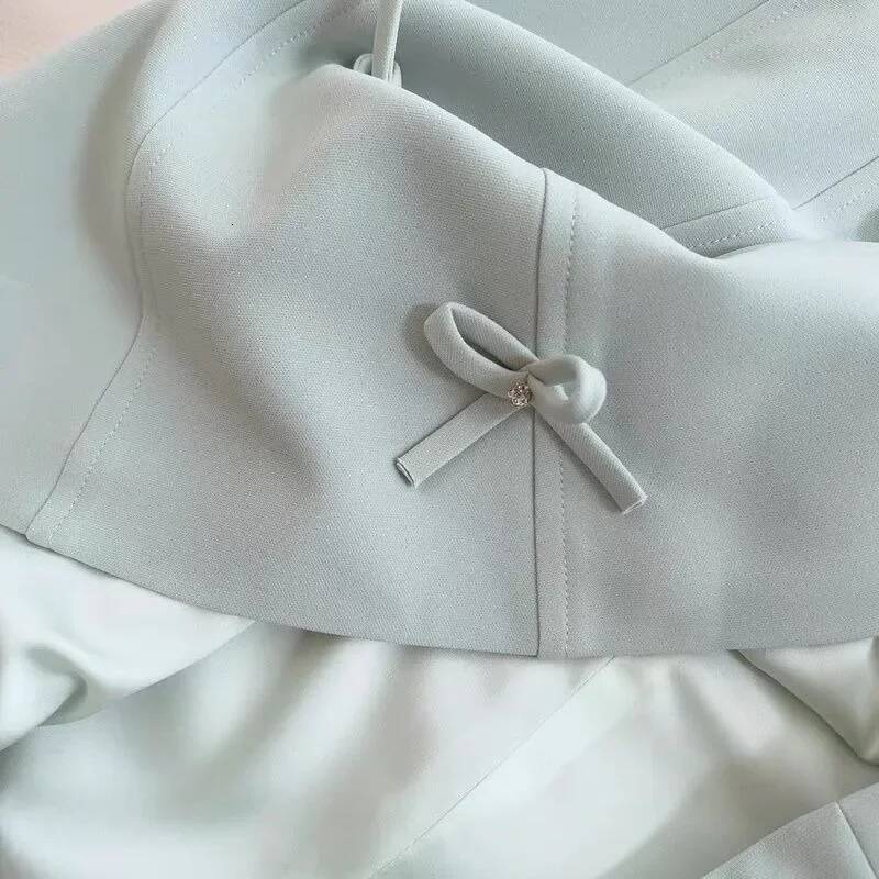 Sweet Hot Girl Pure Sexy Bow Strap For Women's Summer Square Collar Slim Fit A-Line Short Dress Fashion Female Clothes