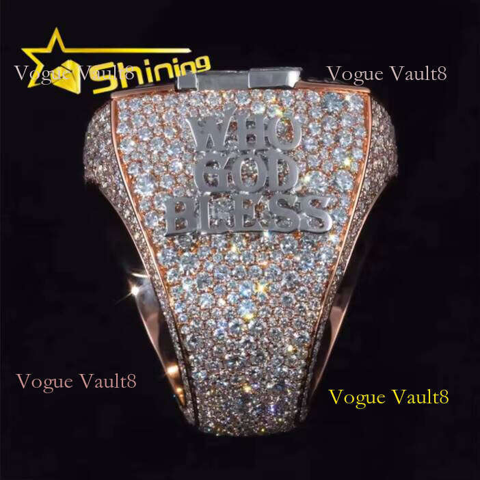 VVS Baguette Iced Out Hiphop Custom Letters Champion Sterling Sier Buss Down Dia Name Moissanite Ring