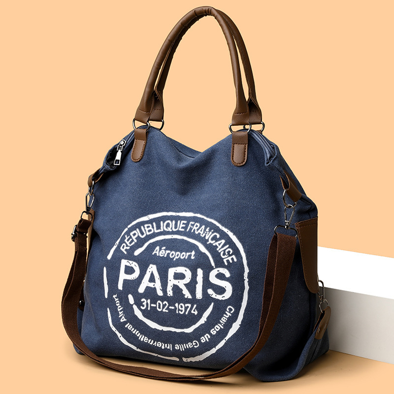 Luxury Brand Designer Bag Cross-Border Student Class Casual Canvas Tote Bag For Women Fashion Letter Tote Bag Large Capacity Commuter Crossbody Bag