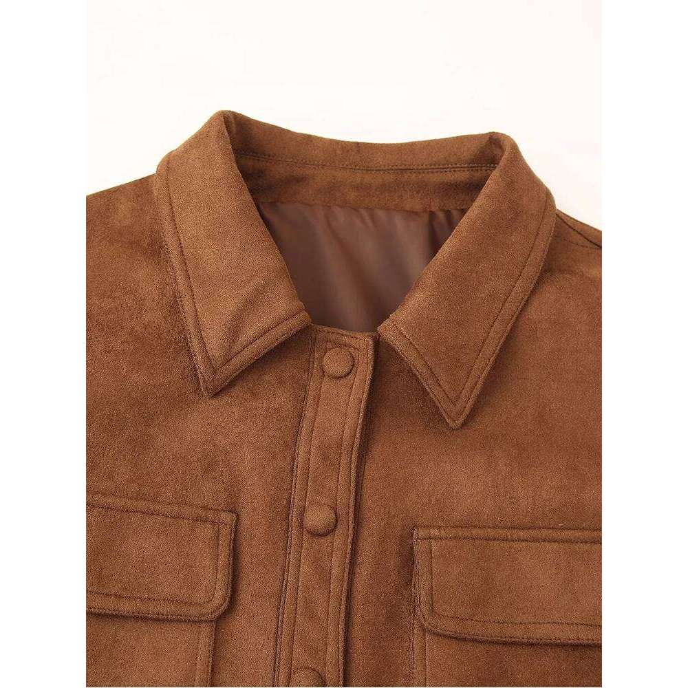 Autumn and Winter American Retro Casual Fashion Versatile High-End Style Western Slim Brown Jacket for Women