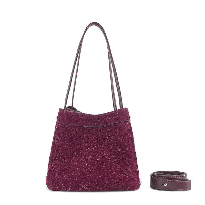 Autumn Winter New Women's Basket High-end Niche Style Xiangfei Velvet Shoulder Handbag Crossbody Bag