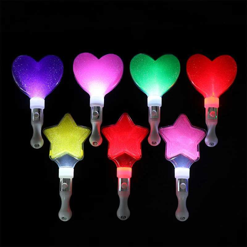 1Pc Colors Change LED Glow Stick Heart Star Shape Luminous Concert Cheering Tube Wedding Party Light Stick W250528