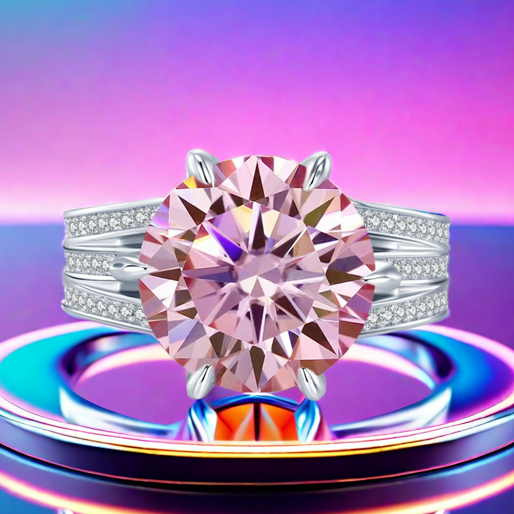 10CT Moissanite VVDS1 Eight Hearts and Arrows S925 Sterling Silver Elegant, Luxurious, Fashionable Designer ring Beautiful Statue of Liberty Ring for 