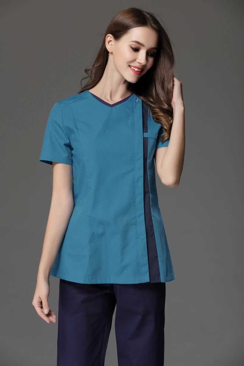 Front Side Button Opening Nurse Uniform Summer Short Slve Beauty Sn Women Skin Caring Two Colorway Working Overall X250528