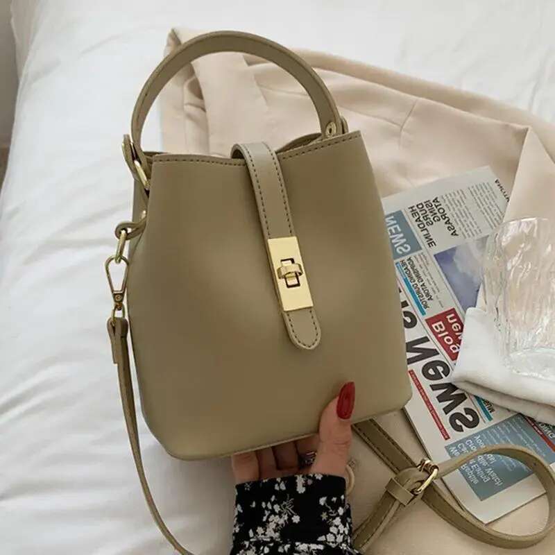 Evening Bags Fashion Small Bucket Bag Ladies Beige Yellow Shoulder Casual Messenger Mini Handbag Solid Color Mobile Phone Party