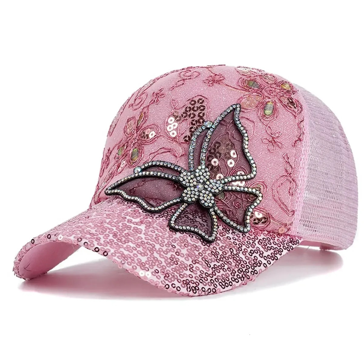 Unisex Butterfly lace glitter Baseball Net Caps Spring and Summer Outdoor Adjustable Casual Hats Sunscreen Hat 250522