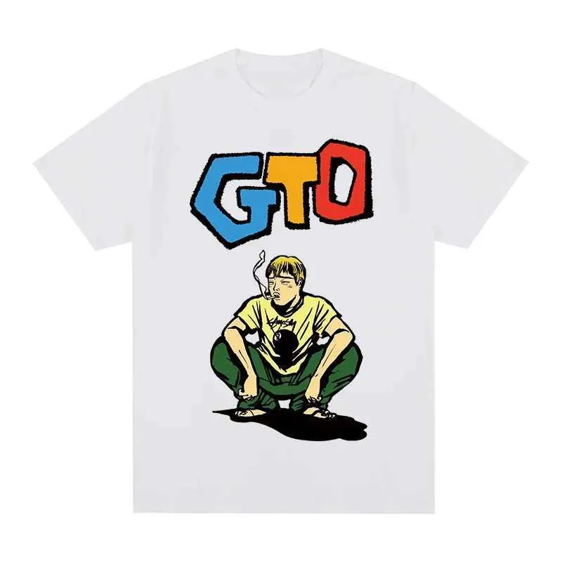 Men's T-Shirts 2024 GTO Great Teacher Funny Anime Hip Hop Summer Fashion Casual T-shirt Cotton Men T Shirt New O-neck T TSHIRT Womens G240529